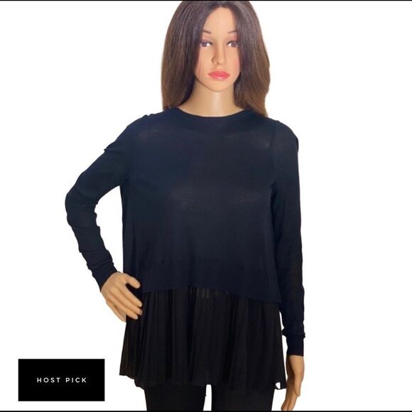 Sandro Sweaters - SANDRO PARIS Navy and Black Flowy Sweater Top. Sheer Back. Size 2